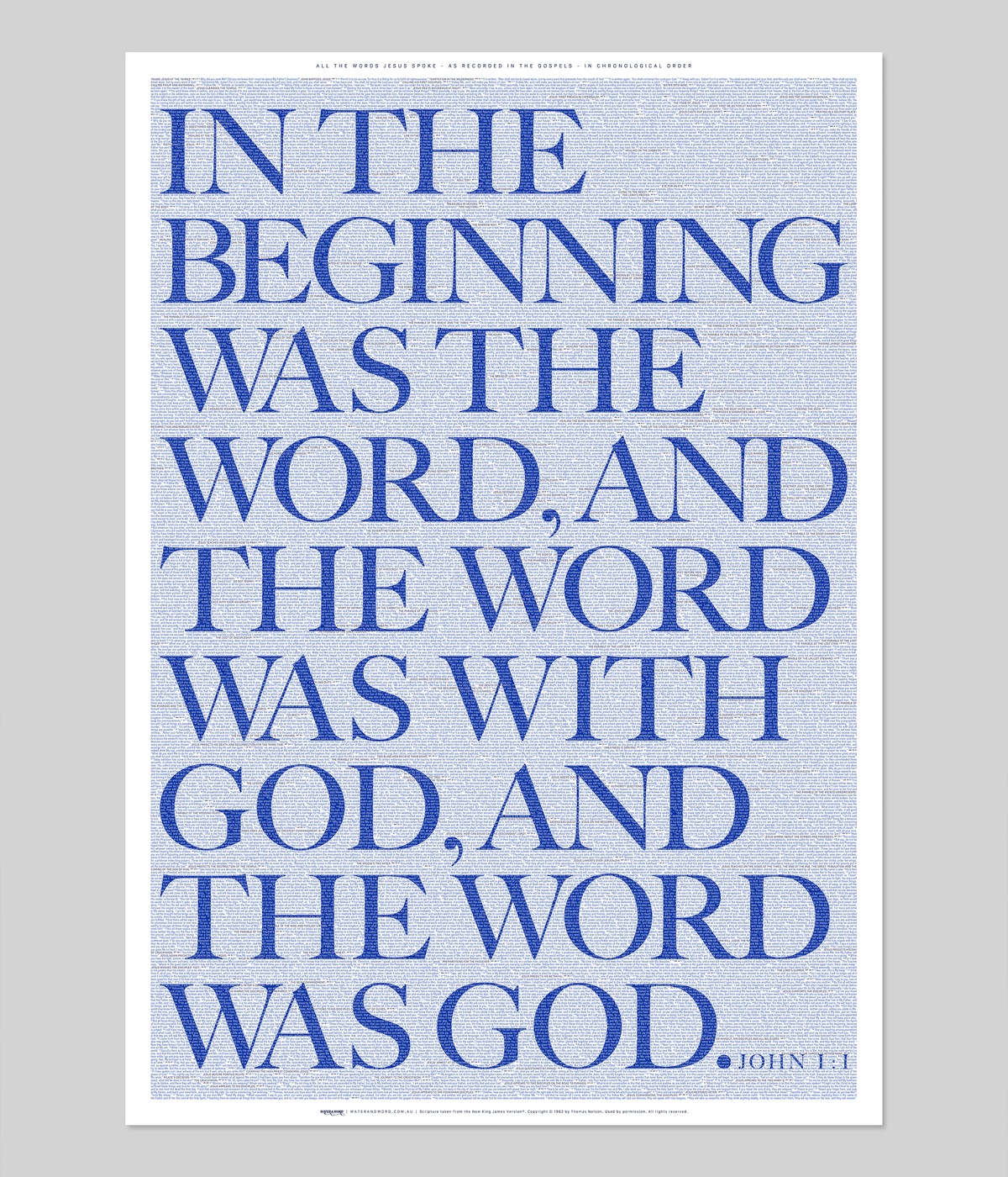 All The Words Jesus Spoke - PREMIUM Fine Art Poster - Revelatory Blue
